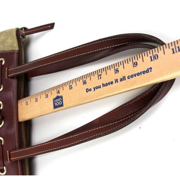 DOONEY & BOURKE DB CANVAS BROWN GENUINE LEATHER TRIM SHOULDER BAG TOTE HANDBAG - Picture 16 of 16